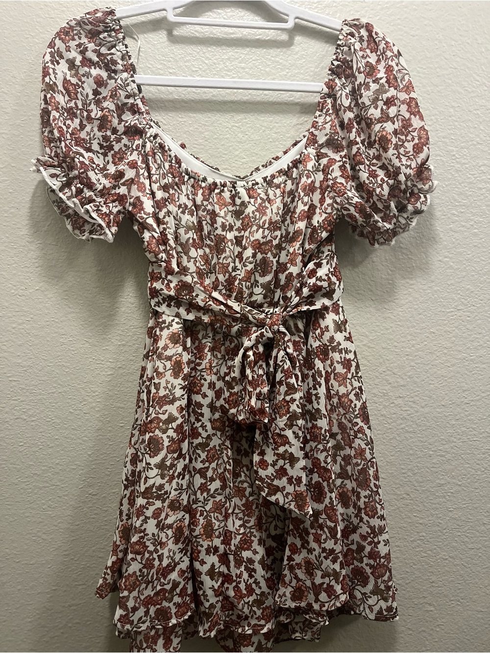 Thirty Thirty Floral Tiered Mini Dress Cottagecore Ruffle Babydoll Dress - Picture 2 of 6